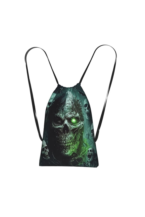 Skull Zombies Ghost Death Skulls Packable Drawstring Backpack, Lightweight Foldable Cinch Storage Bag for Gym Travel Shopping