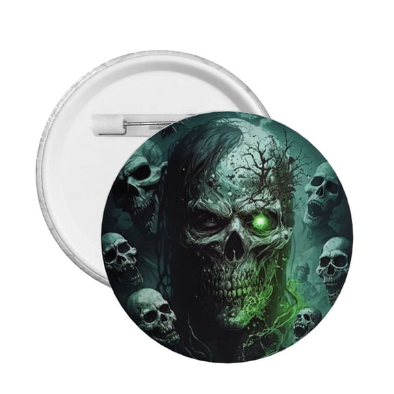 Skull Zombies Ghost Death Skulls Round Button Pin Badge 5PCS Pinback Buttons Lapel Pin for Jacket, Backpack, Hat, Party Favor, Gift