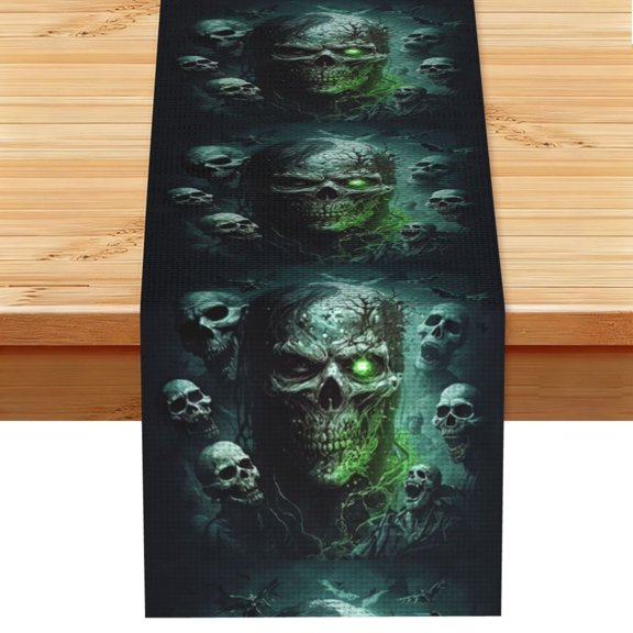 Skull Zombies Ghost Death Skulls Table Runner 13x72 Inch for Dining Table Kitchen Wedding Party Decor Fireplace Mantle