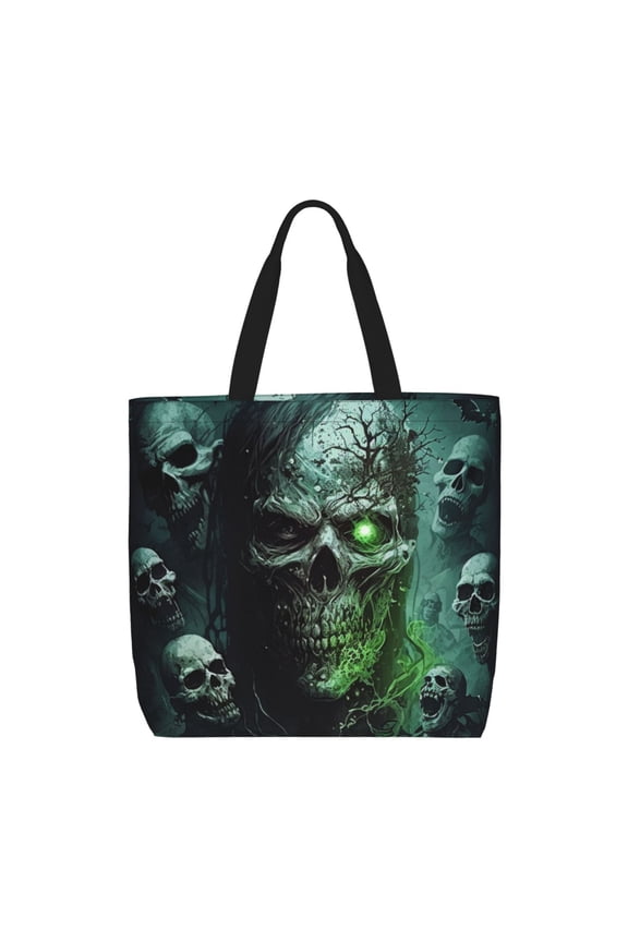 Skull Zombies Ghost Death Skulls Zippered Tote Bag Large Capacity Shoulder Handbag for Shopping, Work, Travel