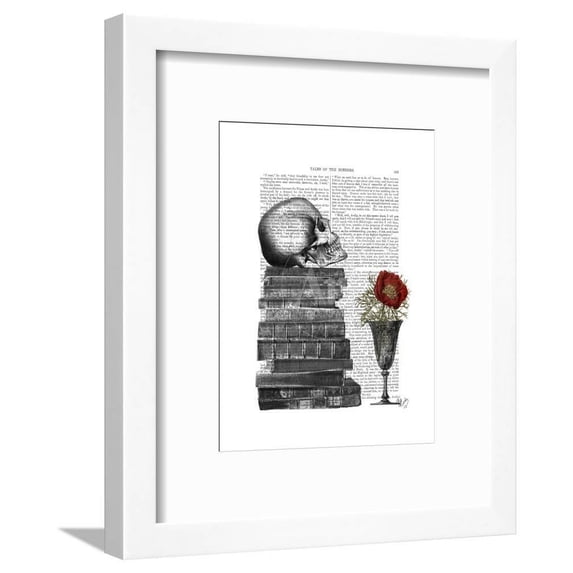Skull and Books, Framed Art Print Wall Art by Fab Funky Sold by Art.Com