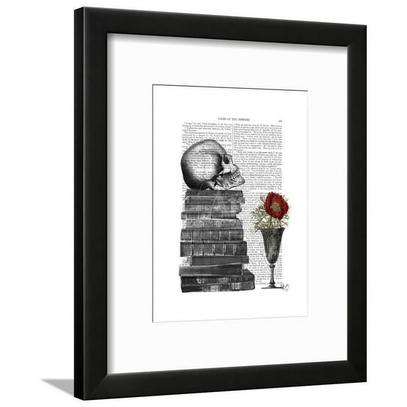 Skull and Books, Framed Art Print Wall Art by Fab Funky Sold by Art.Com