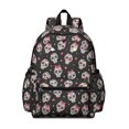 thumbnail image 1 of Skull and Bow Gothic Pattern Cute School Backpack with Padded Back and Adjustable Shoulder Straps 13.4"x11"x4.7", 1 of 4