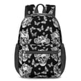 thumbnail image 1 of Skull and Butterfly Gothic Pattern 17" School Backpacks for Teens,Waterproof Oxford Fabric,S-Shape Padded Straps for School,Travel,Hiking,Camping, 1 of 6
