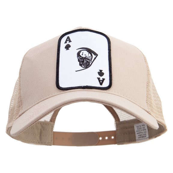 Skull and Choppers Patched New Big Size Trucker Mesh Cap - Khaki XL-3XL
