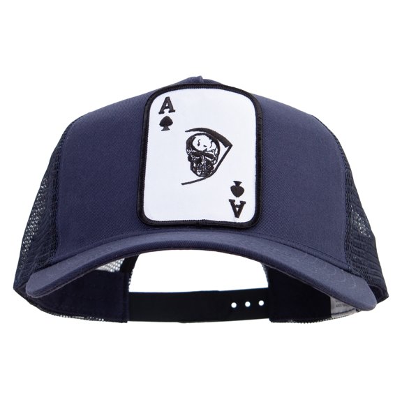 Skull and Choppers Patched New Big Size Trucker Mesh Cap - Navy XL-3XL