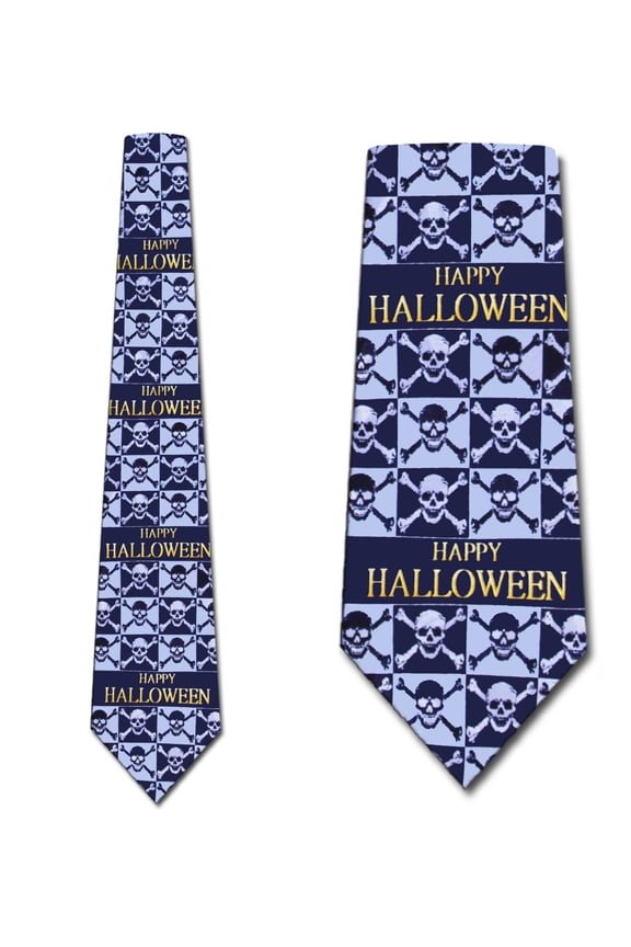 Skull and Cross Bone Halloween Necktie Mens Tie by