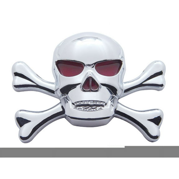 Skull and Cross Bones Chrome Emblem for Cars Trucks and Motorcycles