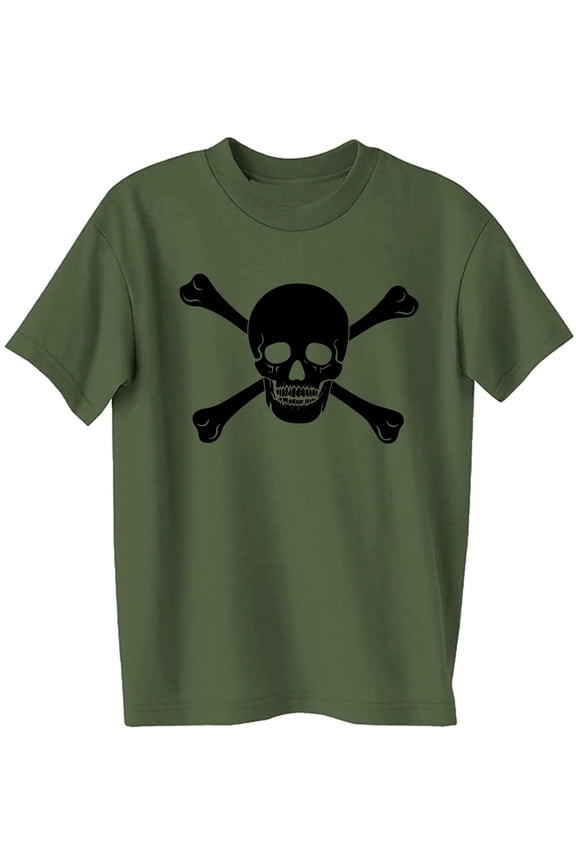 Skull and Cross Bones Short Sleeve T-Shirt in Military Green