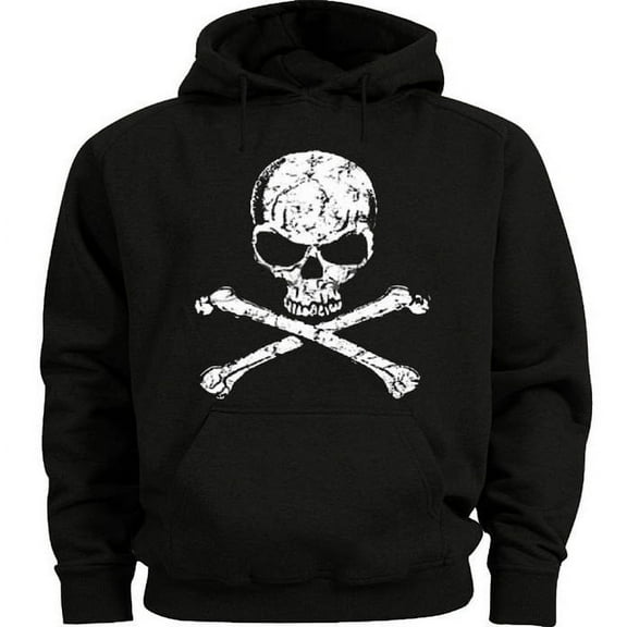 Skull and Crossbones Pirate Hoodie Men's Sweatshirt Black