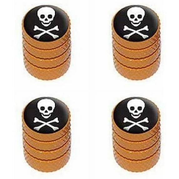 Skull and Crossbones Pirate Tire Rim Wheel Aluminum Valve Stem Caps, Multiple Colors