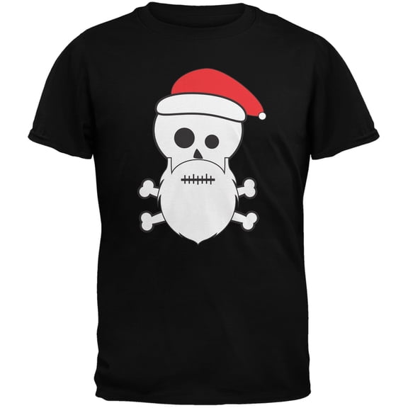 Skull and Crossbones Santa Black Adult T-Shirt - X-Large