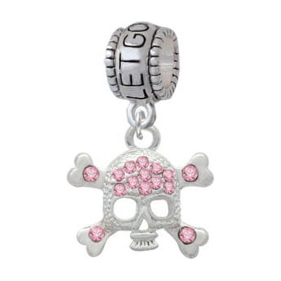 Skull and Crossbones with Pink Crystals - Let Go Let God Charm Bead