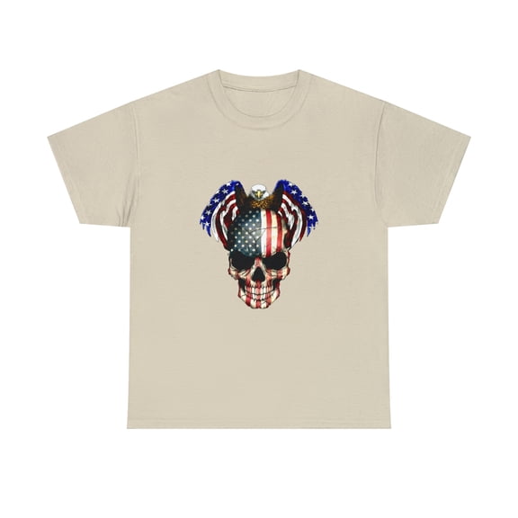 Skull and Eagle American Flag Colors Independence Day T-Shirt