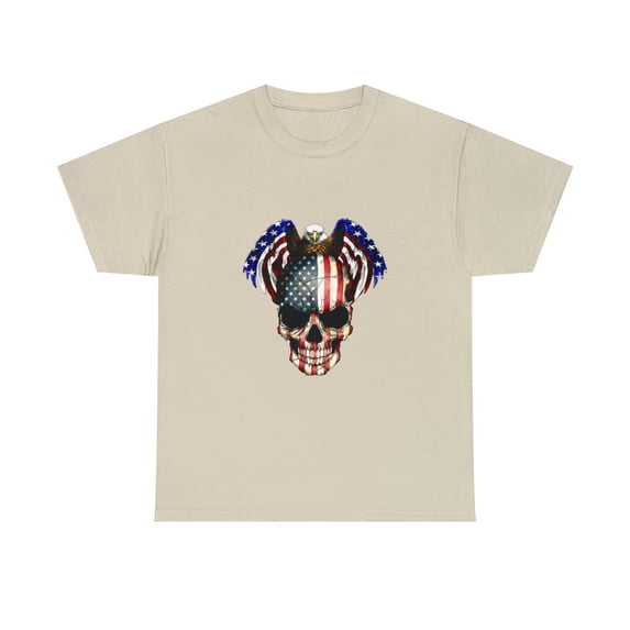 Skull and Eagle American Flag Colors Independence Day T-Shirt