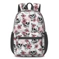 thumbnail image 1 of Skull and Flower Gothic Pattern 17" School Backpacks for Teens,Waterproof Oxford Fabric,S-Shape Padded Straps for School,Travel,Hiking,Camping, 1 of 6