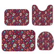 thumbnail image 1 of Skull and Flower Gothic Pattern Bathroom Rug Set 4 Piece,Includes Contour,Lid Cover,Bath Mat,Non-Slip Extra Soft Absorbent Washable, 1 of 4