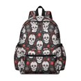 thumbnail image 1 of Skull and Flower Gothic Pattern Cute School Backpack with Padded Back and Adjustable Shoulder Straps 13.4"x11"x4.7", 1 of 5