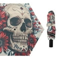 thumbnail image 1 of Skull and Flowers Compact Sun Umbrella Windproof Travel Umbrellas for Rain Strong Portable UV Protection, 1 of 8