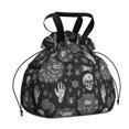 thumbnail image 1 of Skull and Hand Gothic Pattern Drawstring Insulated Lunch Bag for Women, Stain-Resistant Large Lunch Tote with Multi-Pockets for Work Office, 1 of 5