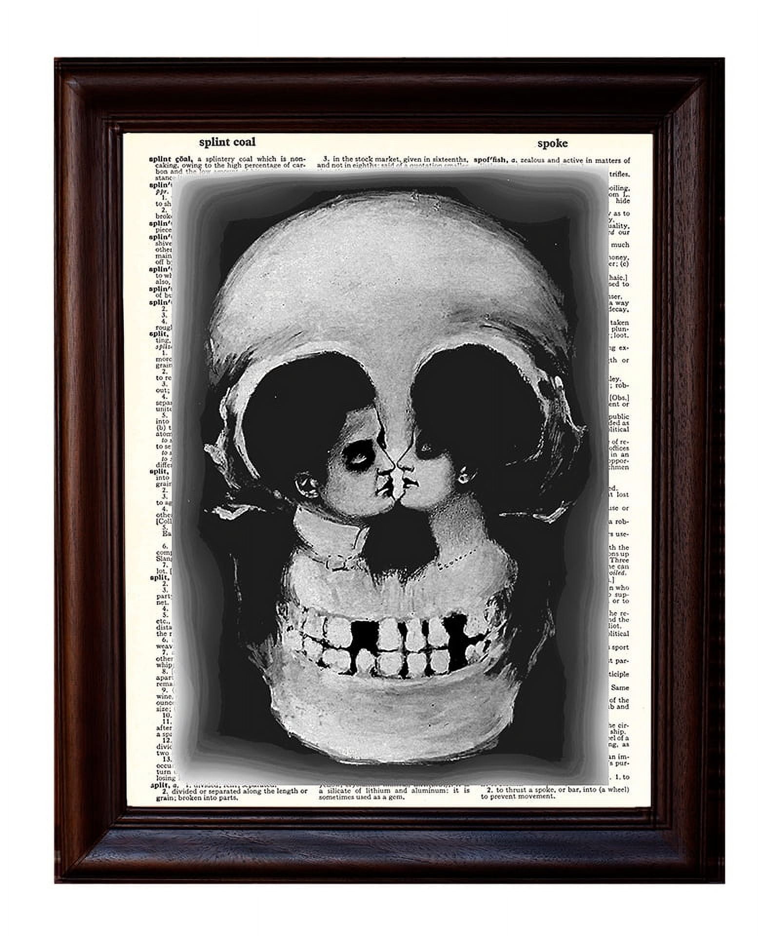 Skull and Lovers Illusion Vintage Dictionary Art Print