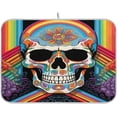 thumbnail image 1 of Skull and Rainbow Dish Drying Mat, Absorbent Microfiber Pad Protector For Kitchen Counter Top Mat Dish Drainboard 16x18in, 1 of 7