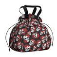 thumbnail image 1 of Skull and Rose Gothic Pattern Drawstring Insulated Lunch Bag for Women, Stain-Resistant Large Lunch Tote with Multi-Pockets for Work Office, 1 of 5