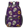 thumbnail image 1 of Skull and Sunflower Gothic Pattern 17" School Backpacks for Teens,Waterproof Oxford Fabric,S-Shape Padded Straps for School,Travel,Hiking,Camping, 1 of 6