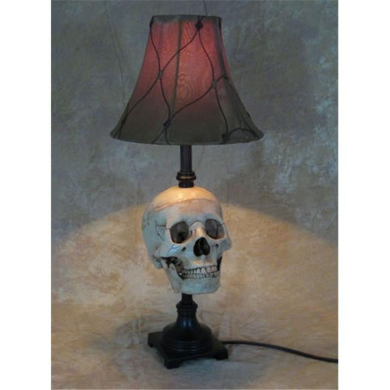 Skull desk lamp with antique shade