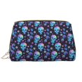 thumbnail image 1 of Skull flower pink blue Makeup Bag, Large Capacity Travel Cosmetic Bag for Women Girls- Travel Toiletry Bag Leather Portable Waterproof Makeup Case Organizer with Handle, 1 of 4