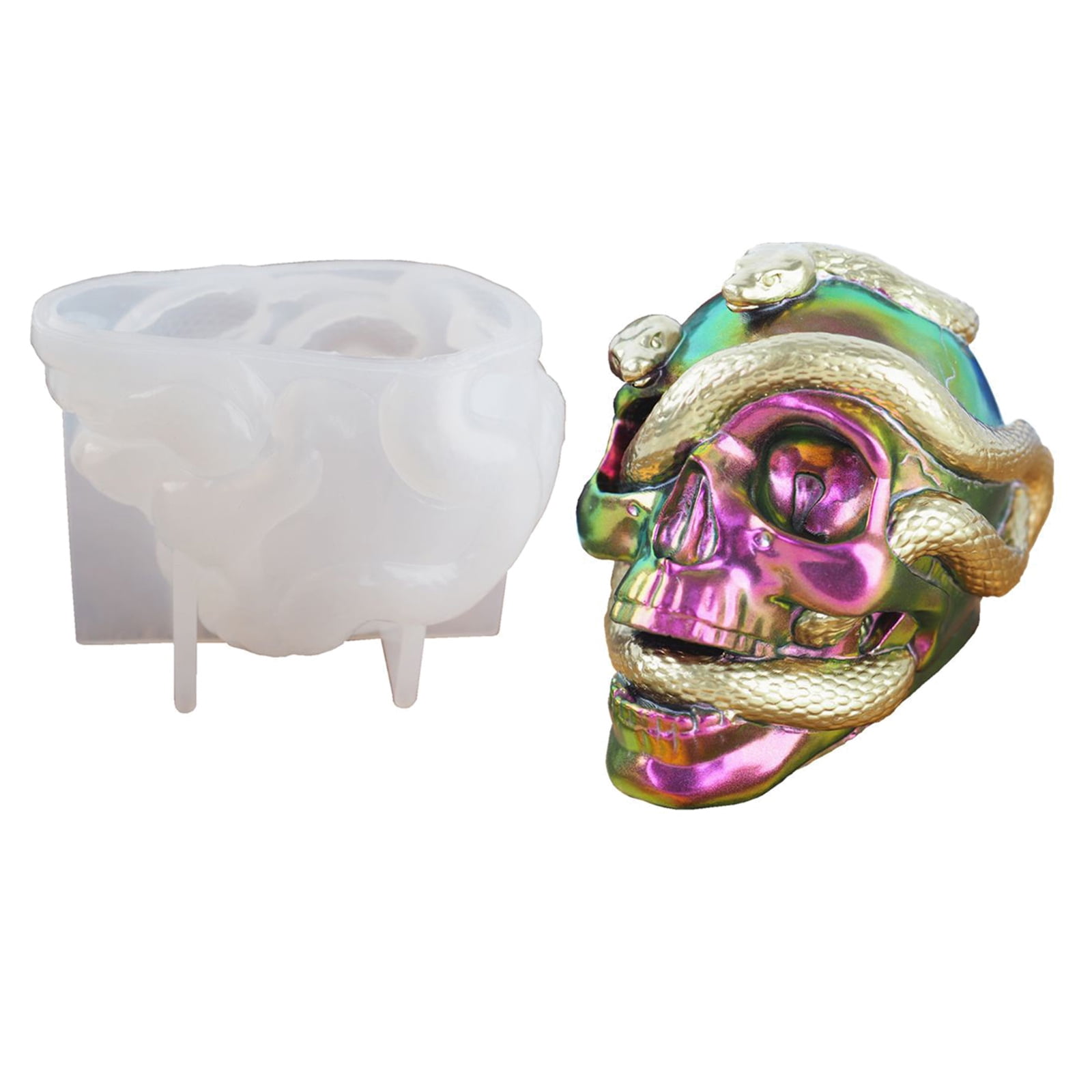 Double Snake for Head Silicone Mirror Mold DIY Epoxy Resin Skull for ...