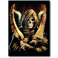 thumbnail image 1 of Skull holding Two Swords and Wings Glow in the Dark HD Hot Rock T-Shirt, 1 of 6