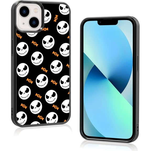 Skull iPhone 14 Case - Shockproof Protective Cute Cool Halloween Phone Case Jack Skeleton Designed for iPhone 14 13 6.1 Inch Case for Women Girls Man Boys