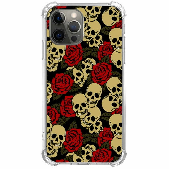 Skull in Rose Case for iPhone 14 Pro,Aesthetic Art Design Pattern Soft TPU Bumper Case Cover