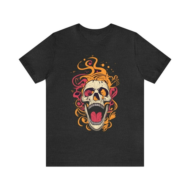 Skull in flames, t-shirt, skeleton, funny, artfulBinary