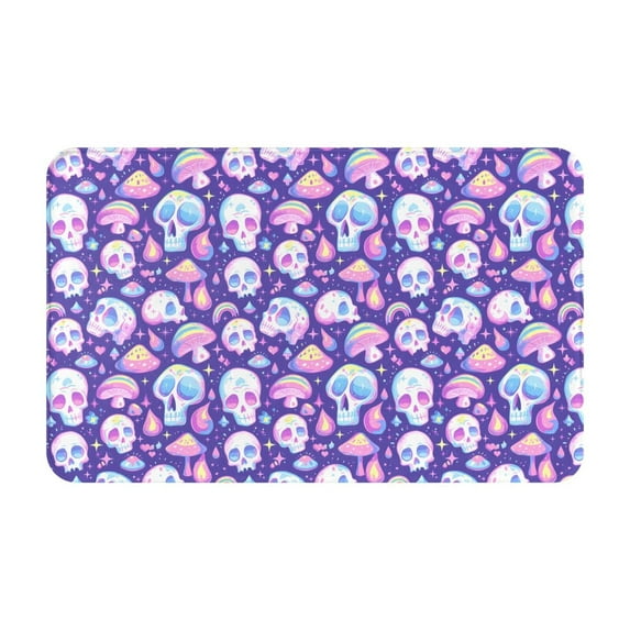 Skull mushroom colorful Front Door Mat, Indoor Mats for Bedroom Bathroom Kitchen, Floor Mat Non-Slip, Soft Carpet Floor Cover Machine Washable Entryway Mat - 20x31.5in