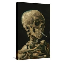 Skull of a Skeleton with Burning Cigarette by Vincent van Gogh Canvas Wall Poster, 14.725" x 22.375"