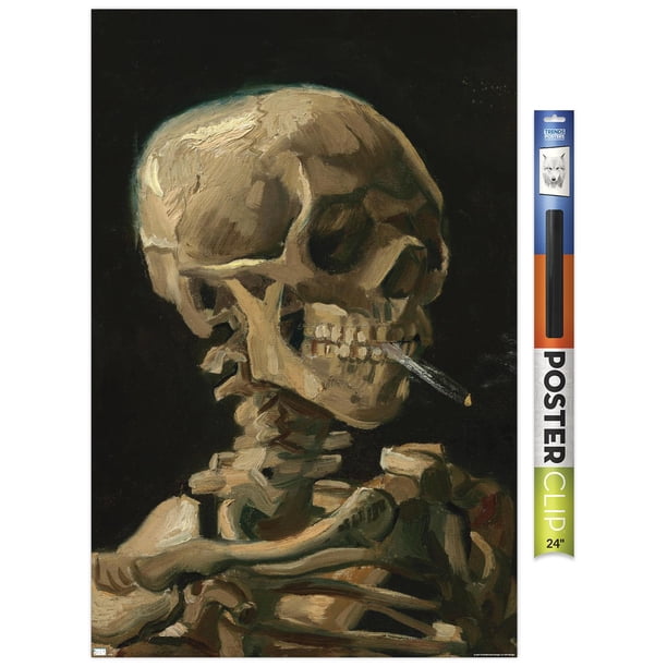 Skull of a Skeleton with Burning Cigarette by Vincent van Gogh Wall Poster,  22.375