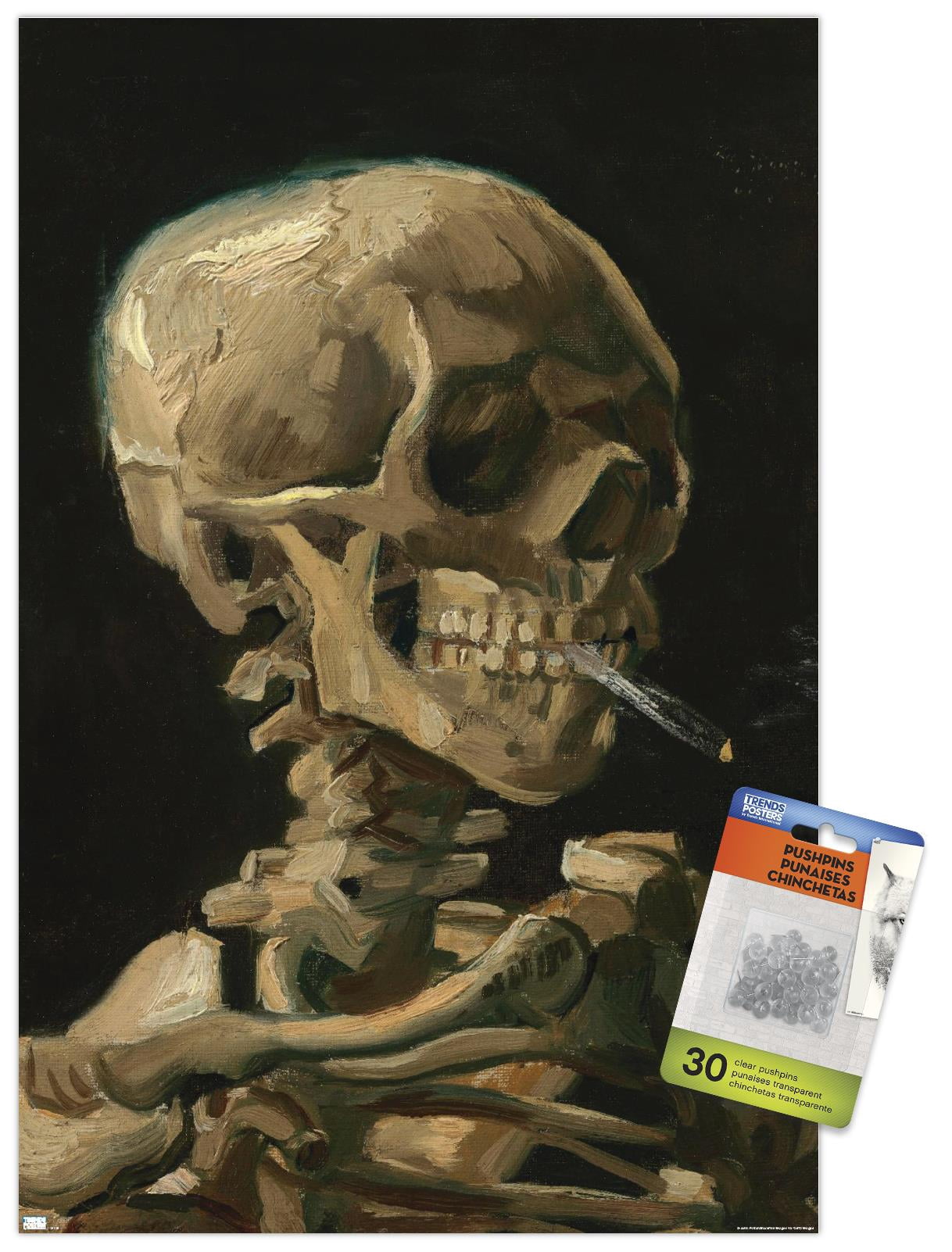 Skull of a Skeleton with Burning Cigarette by Vincent van Gogh Wall Poster, 22.375