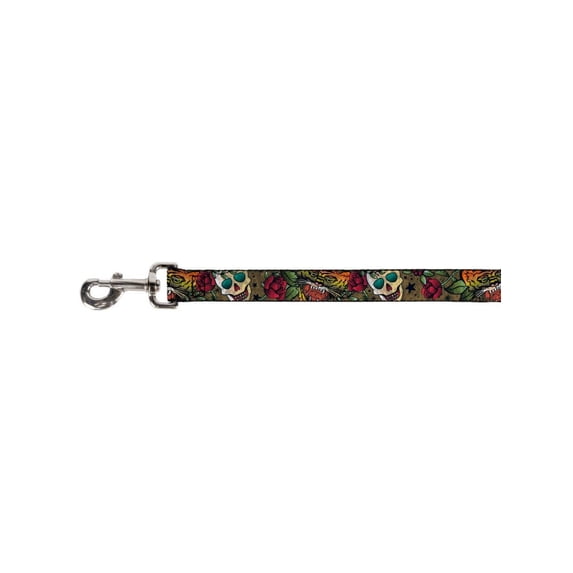 Skull w/ Blue Eyes Tiger Floral Collage Fun Animal Pet Dog Cat Leash