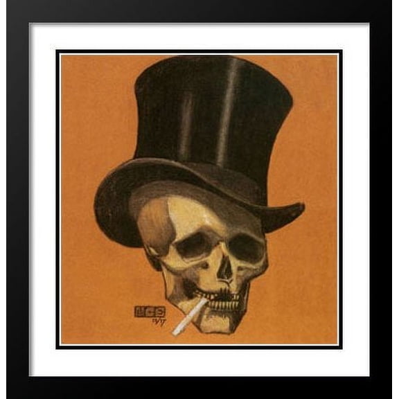 Skull with Cigarette 20x23 Framed and Double Matted Art Print by M.C. Escher