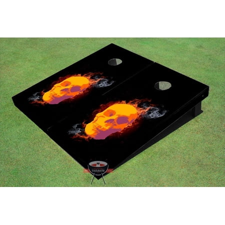 Skull with Flames Themed Cornhole Boards