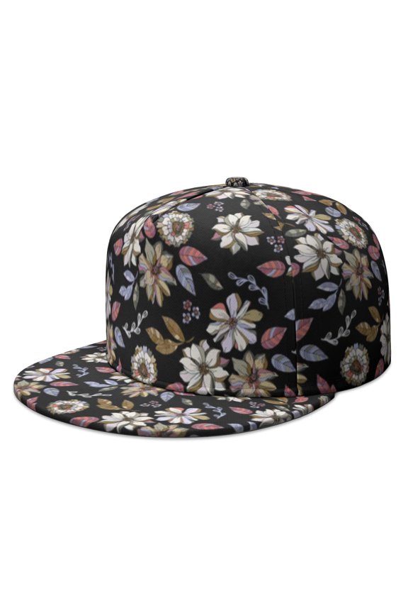 Skull with Flowers Snapback - Flat Bill Urban Fashion Hat