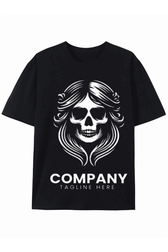 Skull with Hair Graphic Tee - Bold and Unique Design