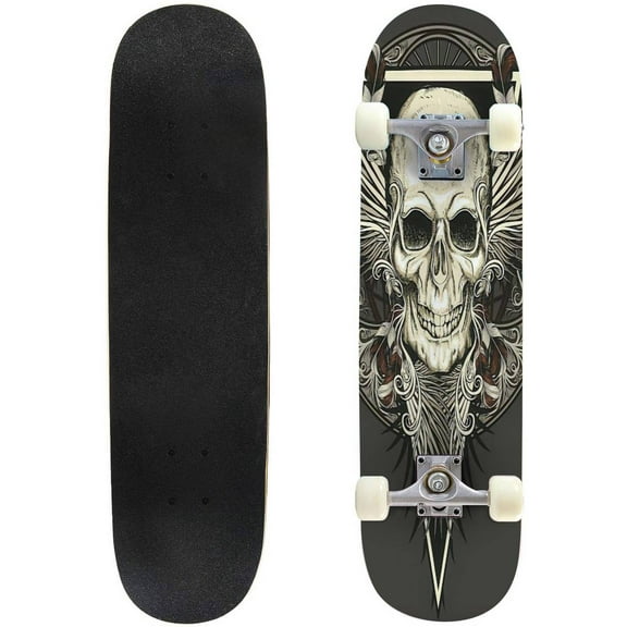 Skull with patterned composition stock Outdoor Skateboard Longboards 31"x8" Pro Complete Skate Board Cruiser