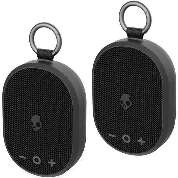 Skullcandy Kilo Wireless Bluetooth Speaker Bundle, 2 Mini IPX7 Waterproof Speakers with 24Hr Battery, True Wireless Pairing, Black