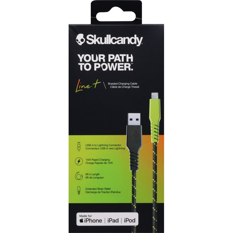 Skullcandy Line USB A to Lightning Braided Charging Cable Chill Grey Yellow