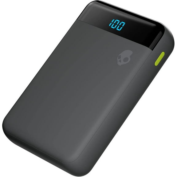 Skullcandy Stash Fat 2 10,000 mAh Fast Charging Power Bank Charger for iPhone, Android Grey/Yellow