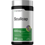 Skullcap Extract | 800mg | 200 Capsules for Men and Women | Scutellaria Baicalensis | by Horbaach