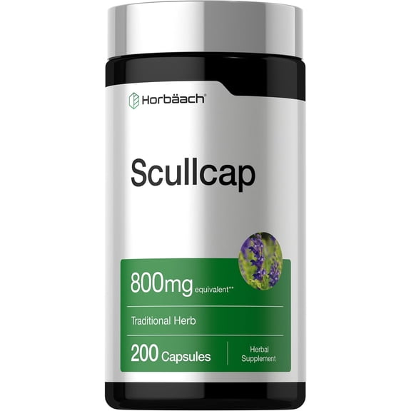 Skullcap Extract | 800mg | 200 Capsules for Men and Women | Scutellaria Baicalensis | by Horbaach